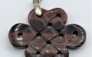 Antique Chinese Brown Archaic Jade Pendant Carved Weave