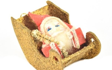 Antique Christmas Ornament Santa in Sleigh