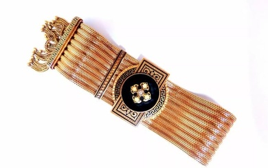 Antique European Slide Cuff Emblem Iconic Bracelet 14kt &Tassel Slide Adjustable