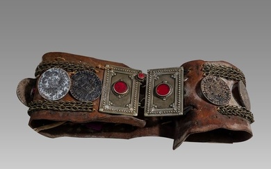 Antique Middle Eastern Bedouin Silver Belt With Russian Coins. Tribal Jewelry.
