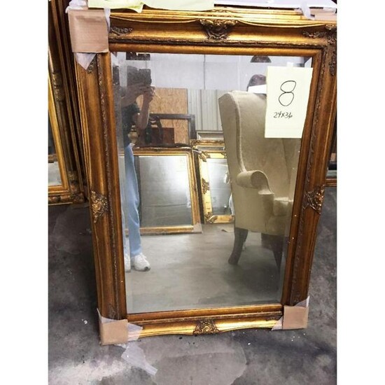 Antique Victorian-Style Ornate Gilt Wood Beveled Mirror