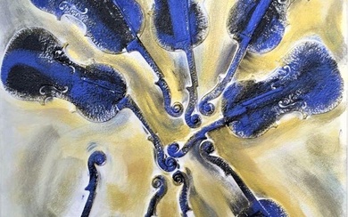 Arman - Empreintes de violon bleu, 2004