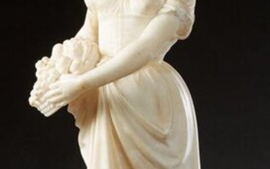 Art Nouveau Carved White Marble Figure, c. 1900, of a