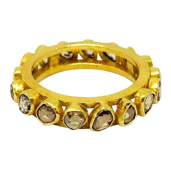 Artisan 22 Karat Yellow Gold Rose Cut Diamond Band Ring