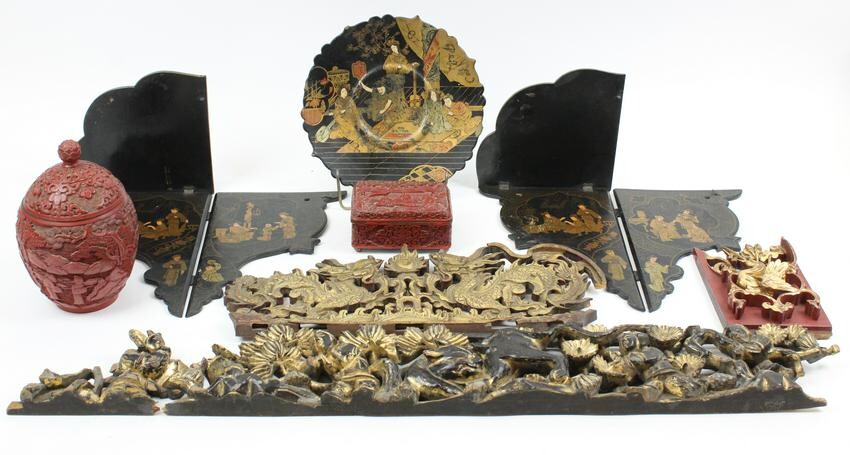 Asian Lacquerware, Cinnabar, Carved Decorations