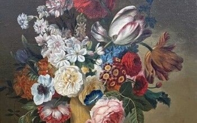 Attribué à LERICHE (actif à la fin du XVIIIe siècle) Bouquet de fleurs dans un...