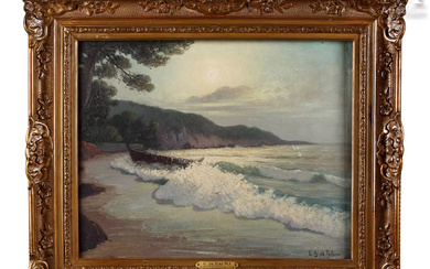 Attribué à Léon Jean GIORDANO DI PALMA (1886-19..) Marine, soleil levant