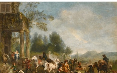 Attributed to Henry Andrews (1794-1868), A Hunting Party Ret...