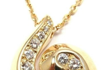Authentic! VAN CLEEF & ARPELS Breeze 18k Yellow Gold Diamond Swirl Necklace