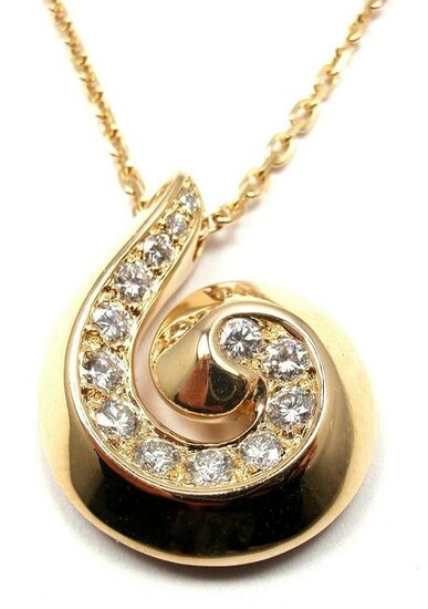 Authentic! VAN CLEEF & ARPELS Breeze 18k Yellow Gold Diamond Swirl Necklace