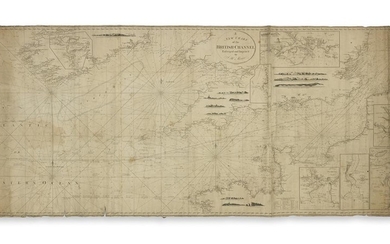 (BLUEBACK CHARTS.) Moore, John Hamilton. A New Chart of the British Channel. Large...