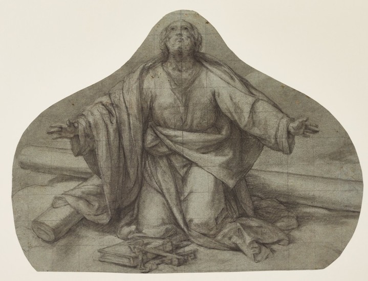 BOLOGNESE SCHOOL, CIRCA 1600 | Study for St. Peter kneeling, his arms outstretched