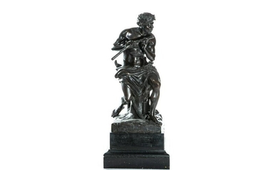 BRONZE FIGURAL GROUP OF PAN AFTER A. COYSEVOX