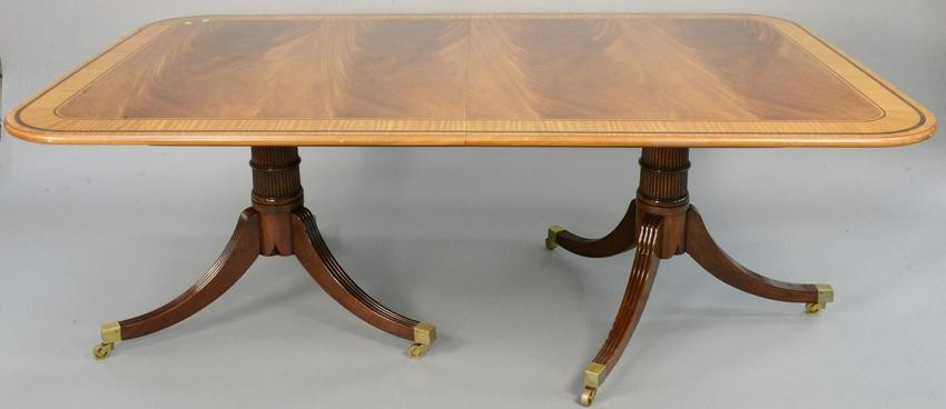 Baker Furniture mahogany double pedestal dining table