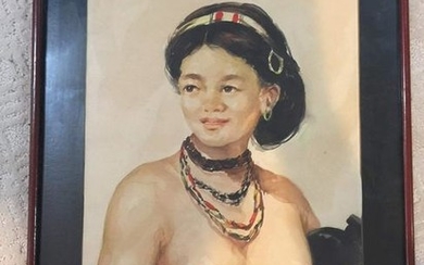 Bali Lady - Art by Oskar Navarro (1956) Watercolor