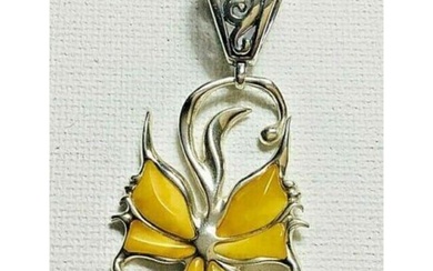 Baltic Amber Sterling Buttlerfly Pendant