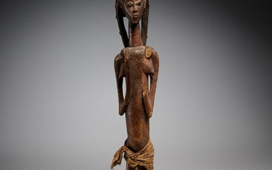 Bambara People, carved wood female figure