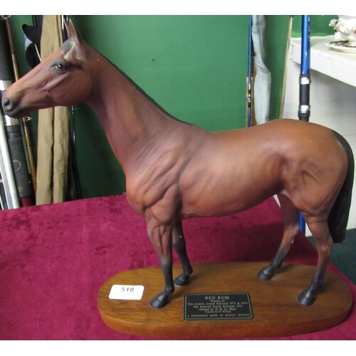 Beswick connoisseur model of Red Rum on oval plaque H32cm
