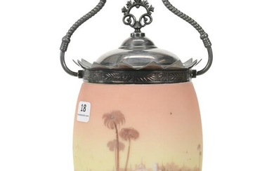 Biscuit Jar, Decorated Opal Ware, Burmese Coloring