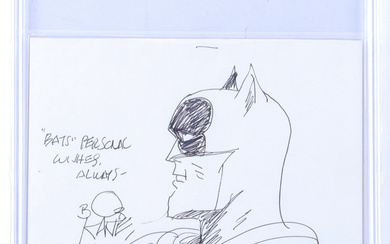 Bob Kane Signed 1994 Sketch Of Batman On Paper (CBCS)