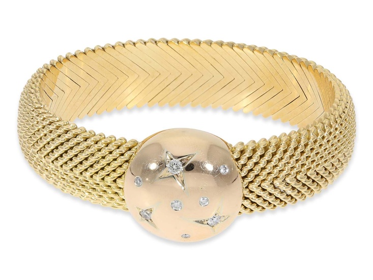 Bracelet : bracelet très décoratif avec des diamants, total env. 0,35ct, or 18K Environ Ø58.5mm,...
