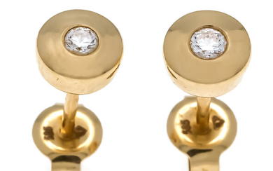 Brilliant stud earrings GG 585/000, each with one brilliant, total 0.10 ct W / magnifying glass, diameter 6 mm, 1.4 g