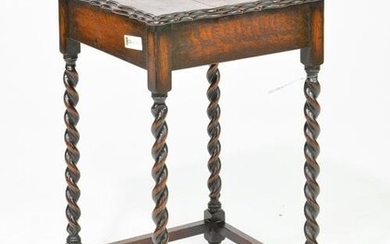 British Oak Barley Twist Lamp / Side Table
