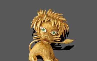 Broche "Lion ébouriffé" Inspirée d'un modèle de Van Cleef & Arpels. En or jaune 18k,...