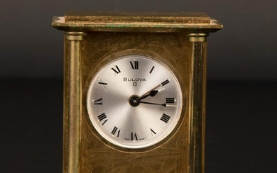 Bulova, Gilt Brass Eight Day Clock with Alarm, ca. 1980