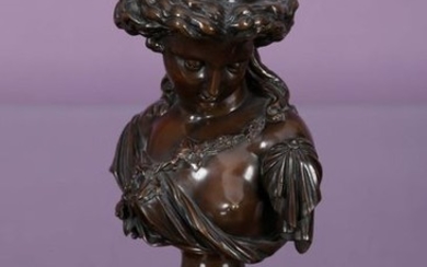 Bust of a woman with bare breasts