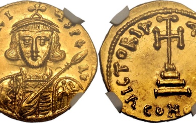 Byzantine Empire Tiberius III Apsimar AD 698-705 AV Solidus NGC MS Strike: 5/5 Surface: 3/5, clipped