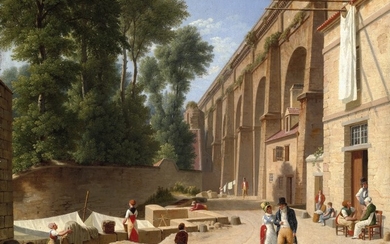 C. W. Eckersberg: The Aqueduct in Arcueil. 1812. Signed E. Oil on canvas. 32.5×40.5 cm.