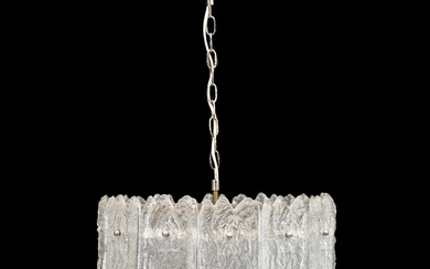 CARL FAGERLUND. Ceiling lamp, glass, frame of white metal, Orrefors, 1960/70s.