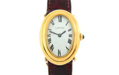 CARTIER - a yellow metal Baignoire wrist watch, 22mm.
