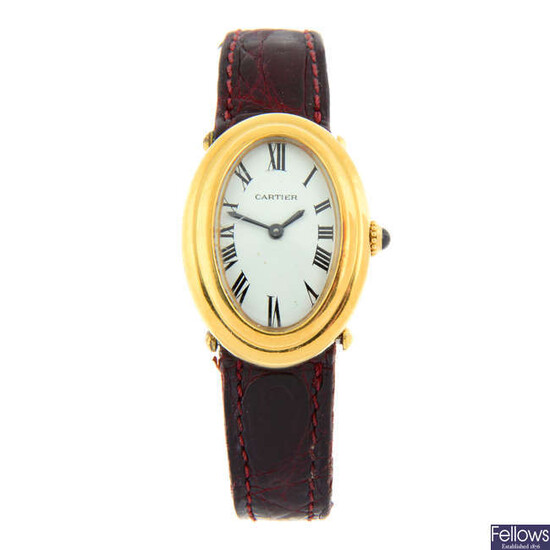 CARTIER - a yellow metal Baignoire wrist watch, 22mm.