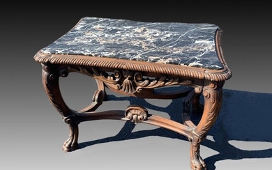 CARVED VICTORIAN MARBLE TOP TABLE