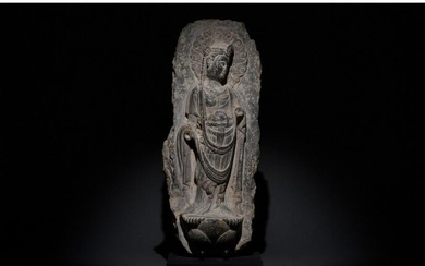 CHINESE TANG DYNASTY STONE PANEL WITH BUDDHA