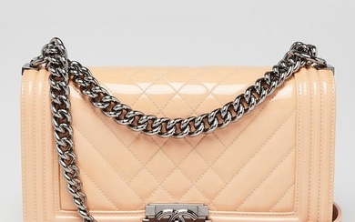 Chanel Beige Quilted Patent Leather