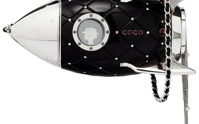 Chanel Limited Edition Black Lucite & Crystal Rocket Ship...