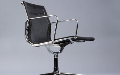 Charles Eames. Armchair, model EA-107, black net fabric.