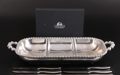 Chicago Cutlery Stainless Steak Knives with Beaded Aluminum Divided Tray