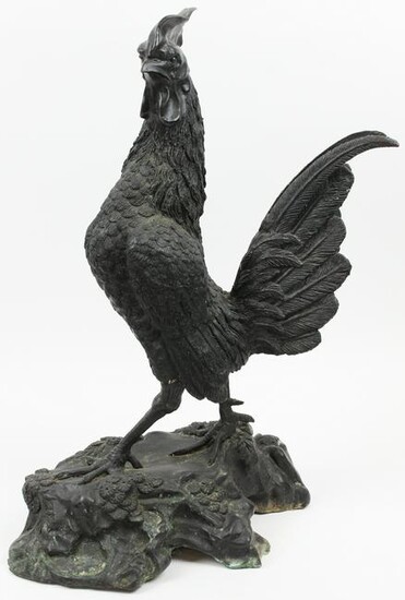 Chinese Bronze Rooster Sculpture