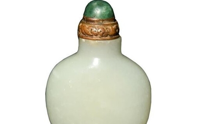 Chinese Carved White Jade Snuff Bottle, 18th Century