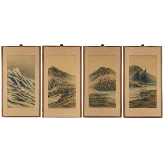 Chinese School, (4) 'Four Seasons' scrolls on silk