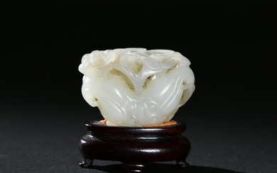 Chinese White Jade Carved Water Chestnut, 18th Century
