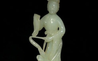 Chinese White Jade Statue, 19th Century