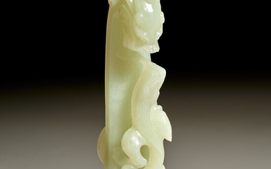Chinese celadon jade Chilong belt hook