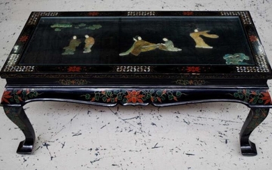 Chinese mother of pearl inlaid coffee table with raised...