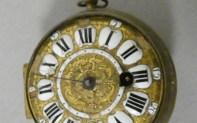 Chiselled brass cockerel watch, beautiful mechanism signed G....