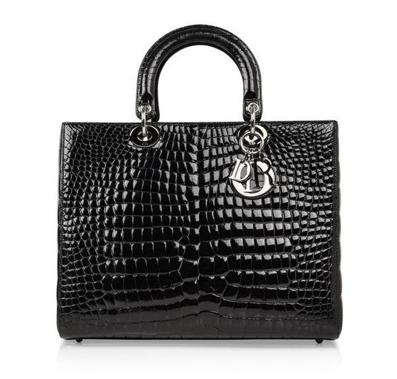 Christian Dior Bag Lady Dior Black Crocodile Large